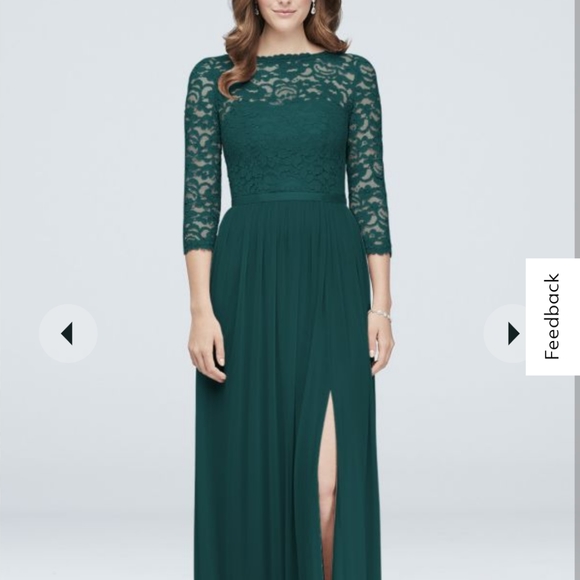 NWT David's Bridal Lace Mesh Navy Bridesmaid Dress 3/4 Sleeve Size 2 $38 - Picture 2 of 12